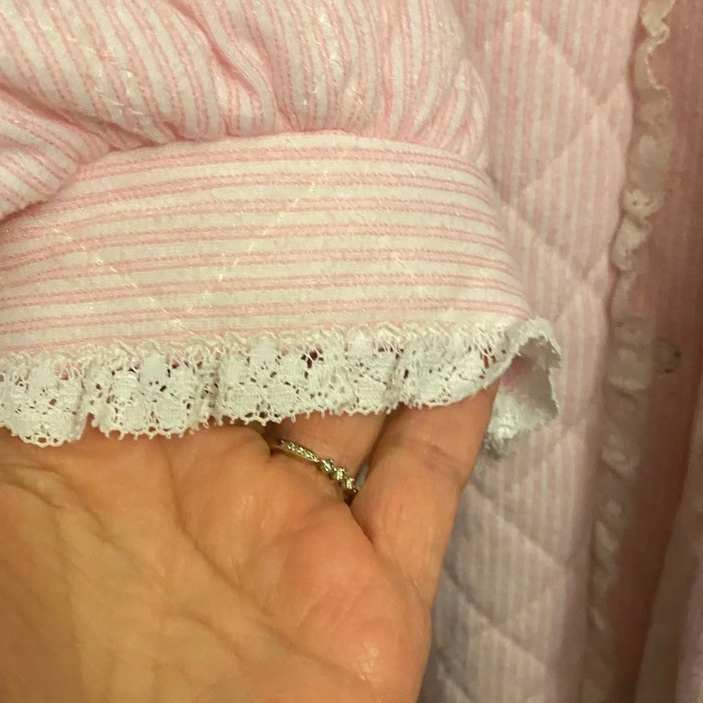 Miss Elaine Pink and White Quilted Nightgown